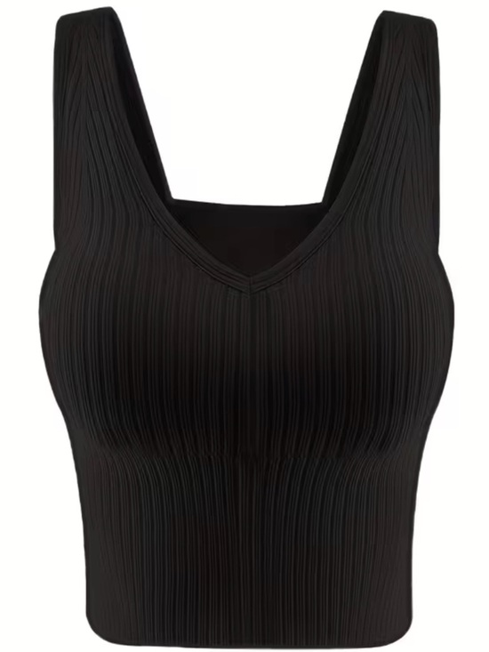 TikTok Tops - NWOT Black Ribbed Tank Top Padded Bralette Small